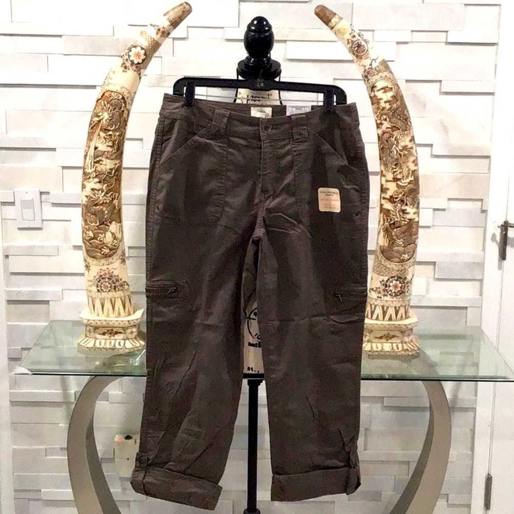 🆕  ST. JOHN’S BAY Two-Ways Convertible Pants Straight Leg Cafe Brown